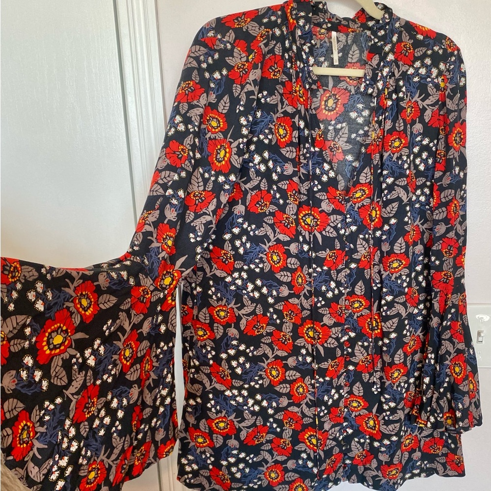 FREE PEOPLE bellsleeve floral tunic or mini dress